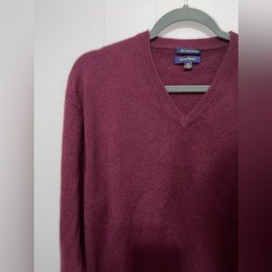 Club Room 100% Fine Cashmere Maroon V Neck Sweater
